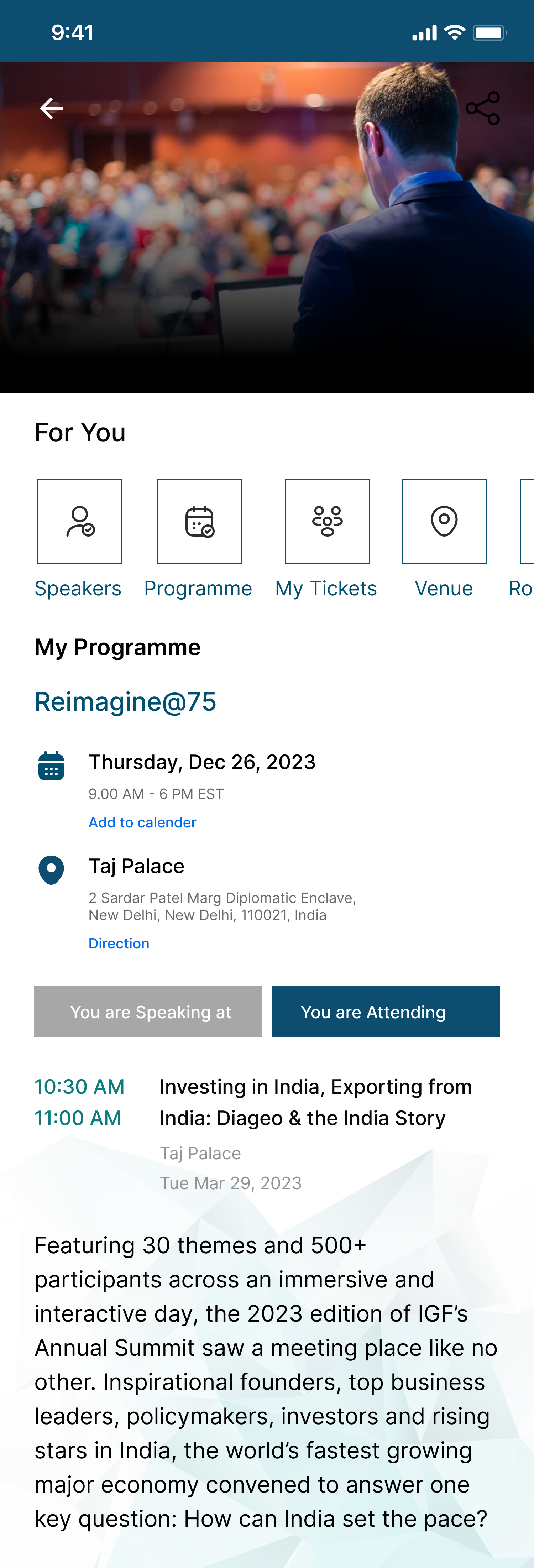 IGF Event Programme detail